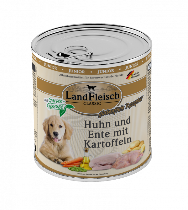 LandFleisch Dog Classic Junior Huhn,Ente+Kart 800gD