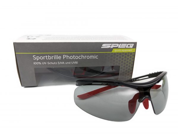 SPEQ Sportbrille Photochromic SP-1548C mit selbsttönendem Glas für Fahrrad- Motorradfahren, Skiesport (rot)